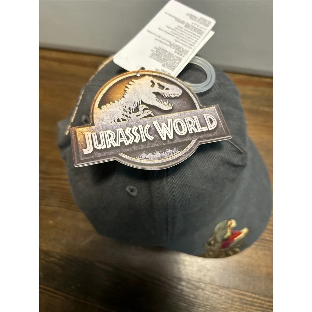 Cotton On Kids Hat M/L Grey Jurassic World Licensed Cap T-Rex Raptor Embroidered